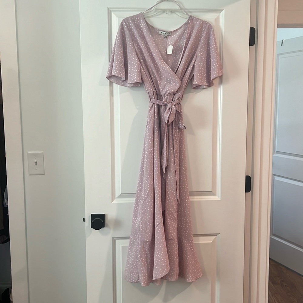 Light purple/mauve Polka dot midi dress
